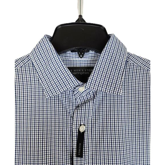 The Men's Store Classic-Fit Stretch Cotton Button-Down Navy Check Small NWT - Picture 3 of 4